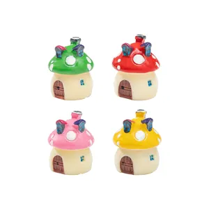 Miniature Resin Mushroom House Figurine Fairy Garden Micro Landscape Ornament Desktop Car Decor