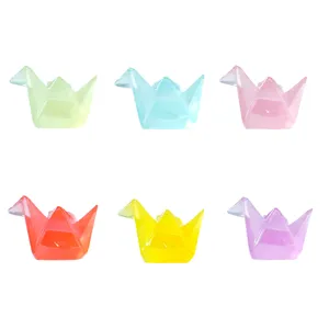 Luminous Miniature Origami Crane Resin Ornaments Cute Creative Glow In The Dark Miniature Landscape Tabletop Handicraft DIY Accessories Gift Decorative Figurine