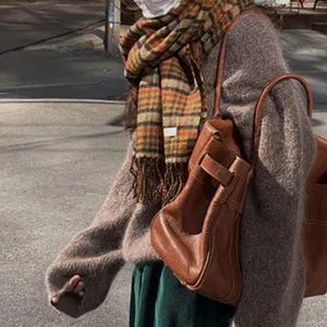 Damen Winter Kaschmirimitat Karo Schal kuschelig weicher Retro Tartan Halswärmer Mode