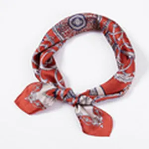 Damen Vintage Stil bedruckt Seide quadratisch Schal mit geometrisch Kette Design Dekor