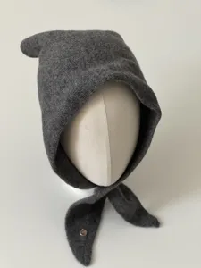 Dunkelgrauer Wollhaubenschal 100% Wolle weicher Winter Nackenschwärmer Strickmütze für Damen