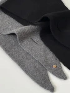 Gemütlicher 100% Wolle Schlupfschal Mini Winter weich schick grau schwarz Halstuch stylisch