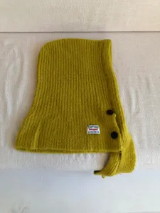 Knitted balaclava hood scarf for women, warm wool winter hat and neck warmer set.