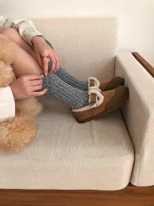 Damen Winter dicke gestrickte Wolle Crew Socken lässig warme gemütliche Stiefelsocken