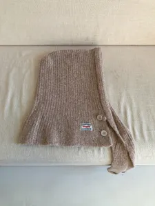 Winter knitted hooded scarf balaclava with buttons casual warm women fashion hat item