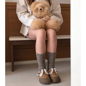 Damen Winter Verdickte Wolle Slouch Socken Einfarbig Warme Mittlere Rohre Gestrickte Socken Freizeitschuhe Thermische Socken