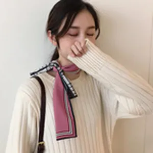Women long silk narrow scarf chic neckerchief ribbon fashion bag handle accessory daily wear