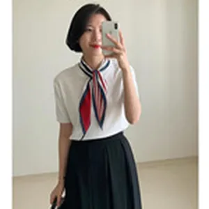 Women's silk scarf fashion striped neckerchief elegant accessory for daily wear and styling.