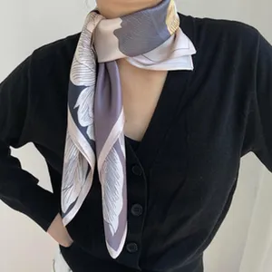 Silk square scarf for women elegant floral neckerchief vintage style fashion accessory