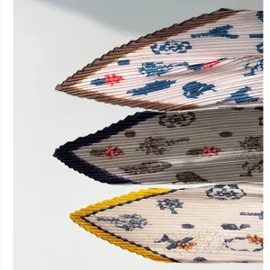 Pleated small silk scarf vintage artistic neckerchief women elegant fashion decorative wrap detail