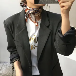 Retro kariertes gepunktetes Seidentuch Schal Quadrat Halstuch stilvolles Damen Accessoire