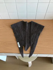 Dark brown wool triangle scarf women autumn winter knitted warm retro shawl neck warmer