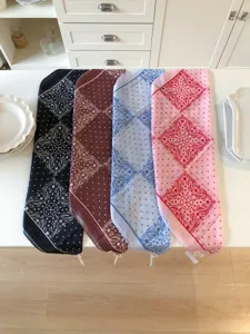 Stylish paisley printed bandana scarf set, four vibrant colors for daily wear and fashion decoration.