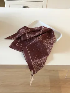 Men's cotton bandana with classic paisley pattern, stylish brown head wrap or neck scarf.