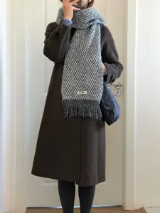 Korean style soft polka dot tassel scarf winter warm cozy fashion shawl for women.