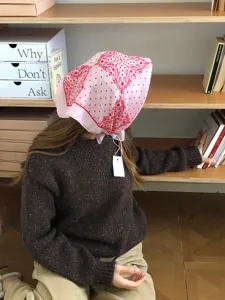 Cotton paisley bandana head wrap, stylish vintage headscarf for autumn and winter decoration.