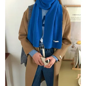 Bufanda Minimalista de Lana de Color Sólido para Mujeres Hombres Invierno Cálido Grueso Largo Chal Tejido Envolvente Versátil Unisex Tejido Liso