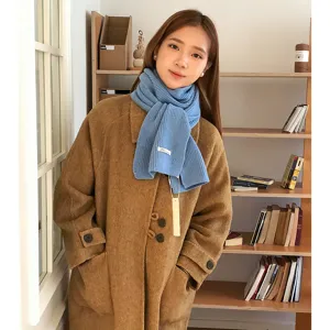 Cómoda bufanda de invierno para mujer y hombre, bufanda larga y cálida de punto azul chic