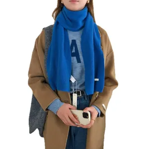 Bufanda de invierno de punto de lana para mujer cálida gruesa larga calentador de cuello