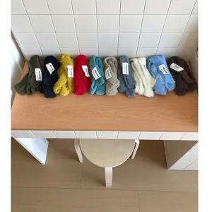 Women Minimalist Long Narrow Plush Scarf Polyester Yarn Dyed Warm Keeping Everyday Fashion Layering Accessories Neck Warmer