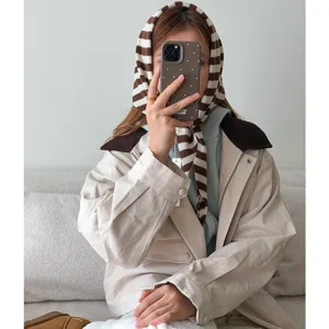 Minimalistisch Gestreifter Reiner Wolle Dreiecksschal Unisex Warmer Gestrickter Winterschal Kopftuch Für Layering Mode Zubehör