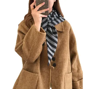 Wollener gestreifter Dreieckschal Winter warme Mode Halstuch Damen Alltagskleidung