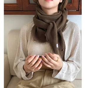 Women Solid Color Wool Triangle Scarf Tassel Knit Warm Neck Chief Wrap Soft Bandana Scarf For Cold Weather Winter Casual Daily