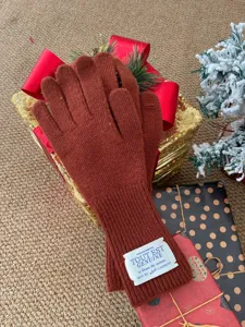Gants tactiques en tricot de laine d'hiver pour femmes, mitaines marron thermiques chaudes.