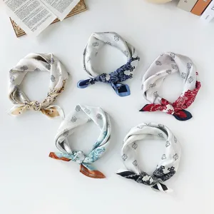 Unisex Vintage Paisley Satijn Vierkante Sjaal Chic Retro Geprinte Hoofddoek Haarband Decoratieve Kleine Bandana Halssjaal Voor Dames Heren