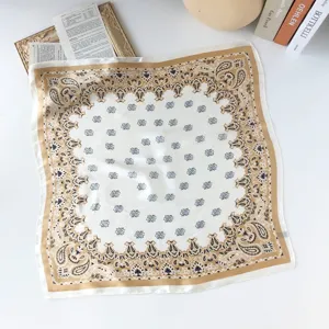 Vintage Paisley Zijden Sjaal Dames Chic Vierkante Halsdoek Retro Haar Bandana