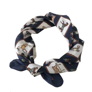 Mujer elegante pañuelo seda retro caballo patrón cuadrado pañuelo cuello estilo pelo elegante