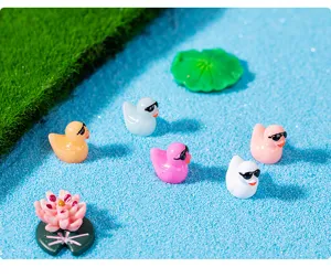 Miniatures canards en résine avec lunettes de soleil micro paysage décoration jardin