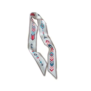Chique geometrisch print smalle zijden sjaal twilly lint voor dames tas nek decoratie