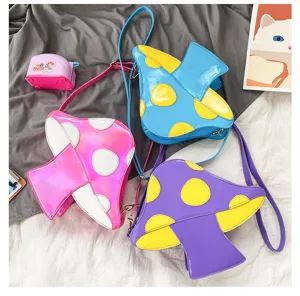 Kreative neuartige Pilz-Form PU Leder Umhängetasche stilvolle bunte Schultertasche für Damen