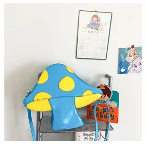 Kreative Pilz Umhängetasche für Damen, süße bunte PU Leder Schultertasche für den Alltag.
