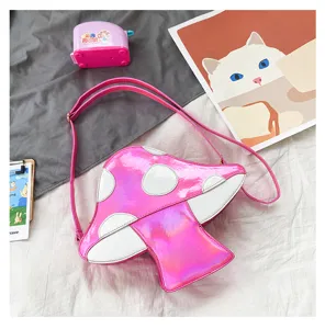 Damen Mode kreative Laser Pilz Umhängetasche süße PU Leder Schulter Handtasche neu