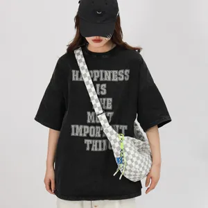 Korean Harajuku καρό τσάντα χιαστί, casual streetwear τσάντα ώμου για γυναίκες.