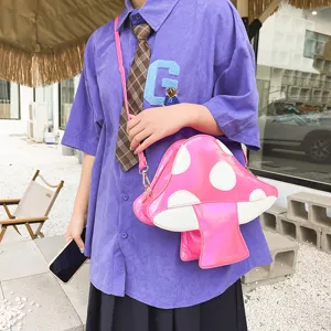 Süße holografische Pilz PU Umhängetasche Neuheit Handtasche für Damen Modeaccessoires