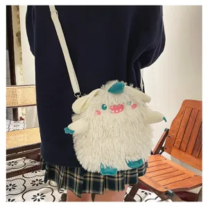 Süße flauschige Monster Umhängetasche, japanischer Plüsch Schultertasche für Damen.