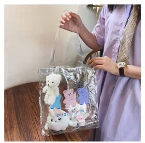 Transparente süße Bär Druck PVC Umhängetasche für Damen und Student täglichen Stil