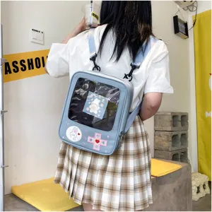 Mochila PU transparente de consola de juegos japonesa, bonita bolsa ita para estudiantes.