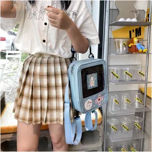 Mochila transparente PU consola de juegos Ita bolsa estilo japones kawaii escolar