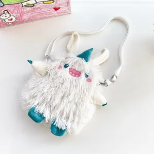 Süße Plüsch Monster Umhängetasche für Damen, flauschige japanische kawaii Schultasche.