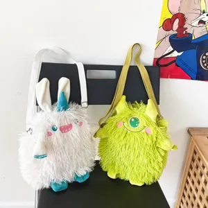 Flauschige Plüsch Monster Umhängetasche süße Cartoon Schultertasche für Damen und Mädchen