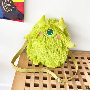 Süße grüne Plüsch Einäugige Monster Umhängetasche kawaii Cartoon Schulterhandtasche