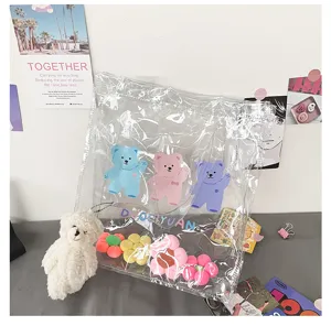 Niedliche transparente Umhängetasche mit Bärenmuster für Mädchen, PVC Handtasche.