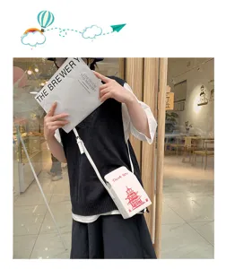 Borsa a tracolla in PU con stampa pagoda cinese creativa, elegante borsa a spalla da donna.