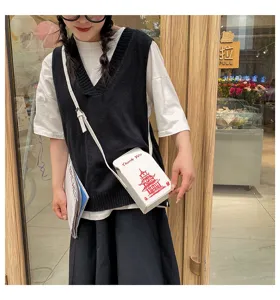 Borsa a tracolla creativa in PU con stampa pagoda, borsa da donna alla moda per lo street style.