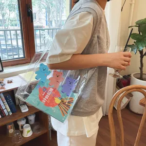Klare Umhängetasche mit süßen bunten Cartoon-Bären, süße japanische transparente Tasche.
