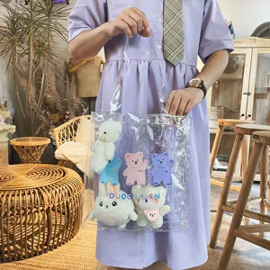 Transparente Umhängetasche für Damen, süßer Cartoon Bär Print klare Schultertasche.